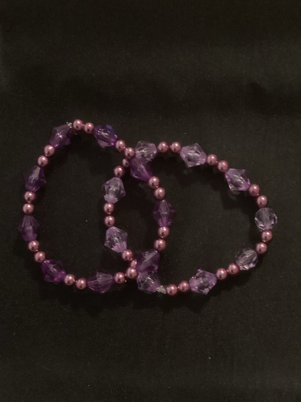 Purple Beaded Stretch Bracelet Set - Women Jewelry
